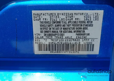 2023 Nissan Sentra Sr Xtronic Cvt from USA, damaged, VIN 3N1AB8DV4PY313591